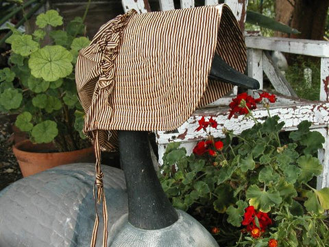 1800 ~ 1910 Antique Brown Ticking Bonnet Found on Virginia's Eastern Shore