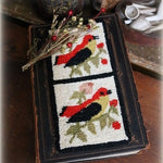 Old American History Book and Hooked Rug Depicting Birds