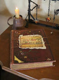 19th Century Book with Farm Scene mural by Jonathan D Poor and tin candleholder