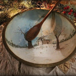 19th Century Turned Wooden Bowl with Painted Winter Landscape