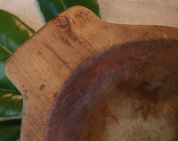 Unusual Hand Carved Bowl with Handles and Spoon