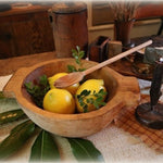 Unusual Hand Carved Bowl with Handles and Spoon