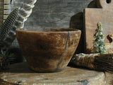 Primitive old Wooden Bowl with Cloved Oranges and Christmas Greens
