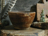 Primitive old Wooden Bowl with Cloved Oranges and Christmas Greens