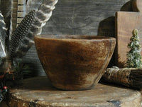 Primitive old Wooden Bowl with Cloved Oranges and Christmas Greens