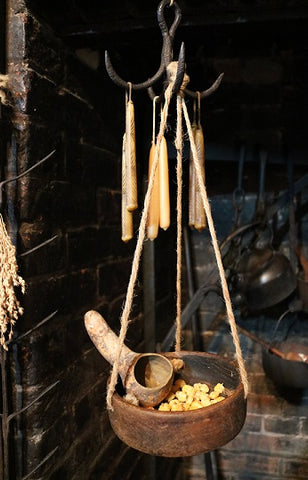 Primitive Wooden Hanging Bowl from Balance Scale with Gourd Spoon