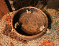 Primitive Wooden Hanging Bowl from Balance Scale with Gourd Spoon
