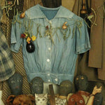 Late 19th Century Child's Sailors Shirt Cadet Blue Calico Sweet Textile