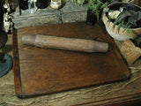 Early Antique Bread Dough Board Square Nail Construction Hand Carved Rolling Pin