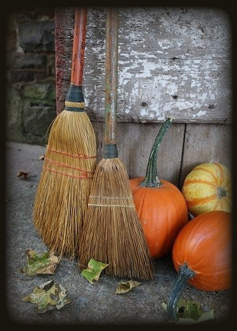 Bewitching Old Pair of Child's Brooms in Paint