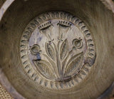 Early Butter Mold Hand Carved Tulip Foliate Design Rare