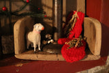 Hanging Wooden Candle Holder Sconce Hog Scraper Putz Sheep