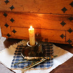 Old Candleholder Brass Cat with Homespun Candle Mat