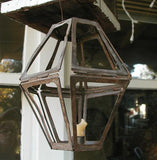 Antique Early Lighting Unusual Folding Tin Hanging Candle Lantern Mining or Travel