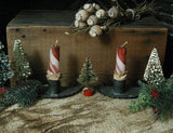 19th Century Tin Sill Candleholders with Christmas Candles Perfect for the Holidays
