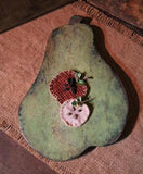 Antique Breadboard Apple Green Paint with 2 Fabric Apples