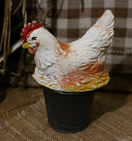 Carrier Black Paint Chalkware Chicken Gathering
