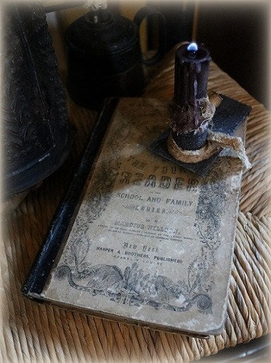 Child's Reader Wilson dated 1860 and Book Light