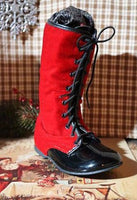 Childs Red Velvet Boots and Christmas Santa Book Gathering