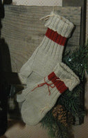Antique Ice Skates Old Sweet Child's Mittens and Candleholder Winter Cabin Gathering