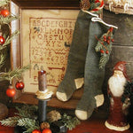 Child's Long Stockings Hand Knit Elephant Grey Primitive Christmas