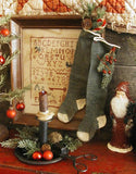 Child's Long Stockings Hand Knit Elephant Grey Primitive Christmas