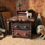 Tramp Art Folksy Childs Dresser with Putz Sheep Nice Detail