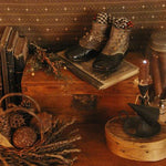 Victorian Button Up Baby Shoes and Old Modern Spelling Book with Bucolic Cover