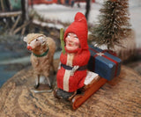 German Santa Putz Sheep Bottle Brush Tree Gathering Festive