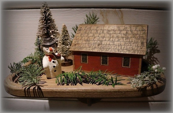 House Snowman Shelf Holiday Gathering