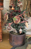Antique Dry Measure Primitive Tree With Sugar Cone Ornaments Lights UP
