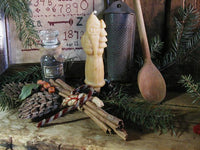 Early Tin Bucket with Santa Candle and Old Nutmeg Grater