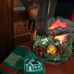 Child's House Mittens Green Graniteware Bowl Lit Votive Gathering