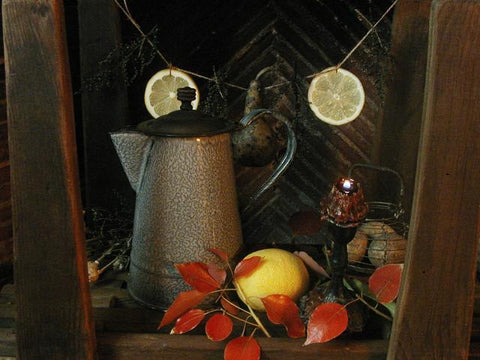 Antique Farmhouse Coffee Pot Grey Graniteware Nice Form For Your country Kitchen