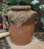 Stoneware Crock with Cheesecloth Cover and Hanging Candle