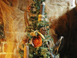 Old Stoneware Brown Crock with Unique Christmas Candle Tree Neat