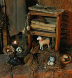 Primitive Cubby Box with Putz Sheep