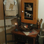 Primitive Cupboard Cheddar Paint Glass Front Nice Form