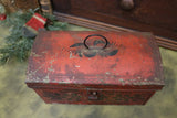 Exciting Red Document Box Tole Painted