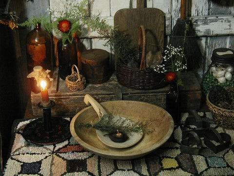 Antique Primitive 19th Century Wooden Dough Bowl and Butter Paddle