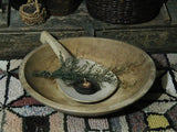 Antique Primitive 19th Century Wooden Dough Bowl and Butter Paddle