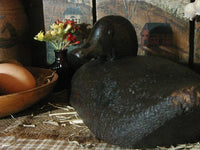 Antique Carved Duck Decoy Unusual Form Primitive Dark Brown Paint