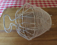 Antique Farmhouse Wire Egg Basket in White Paint