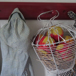 Antique Farmhouse Wire Egg Basket in White Paint