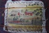 19th Century Book with Farm Scene mural by Jonathan D Poor and tin candleholder