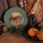 Old Flew Cover with Harvest Cornstalks and Pumpkin Scene