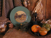 Old Flew Cover with Harvest Cornstalks and Pumpkin Scene