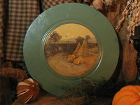 Old Flew Cover with Harvest Cornstalks and Pumpkin Scene