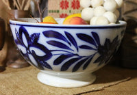 Flow Blue Footed Bowl Spinach Pattern