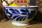 Flow Blue Footed Bowl Spinach Pattern